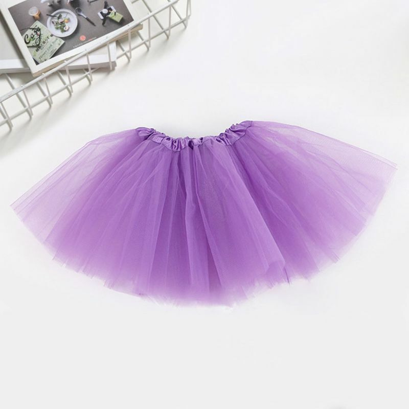 Mini vestido de balé infantil com 10 cores, saia tutu de três camadas com cor sólida clássica, plissado, elástico, roupa íntima para festa