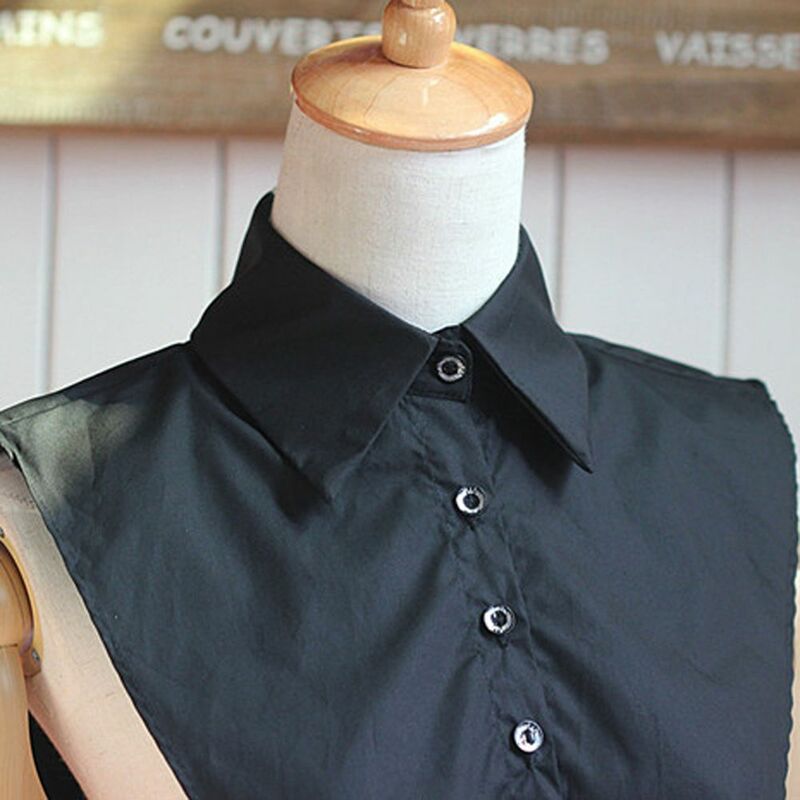 Blusa de cuello falso de encaje de algodón para mujer, camisa desmontable sólida Vintage, solapa falsa, accesorios de ropa