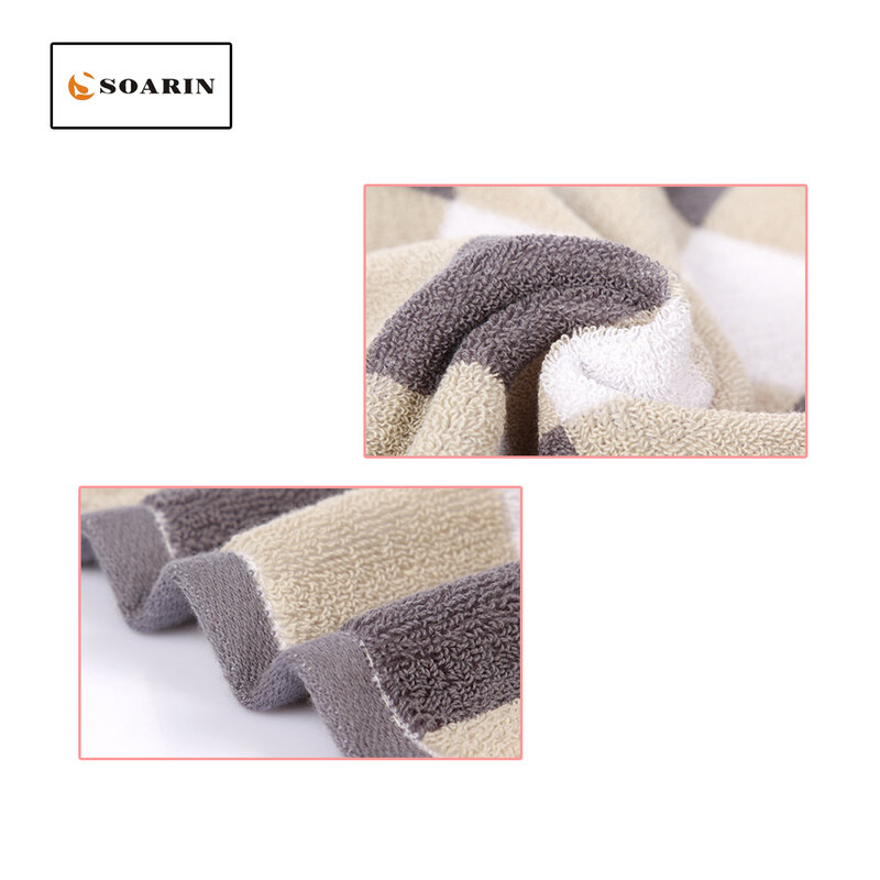 SOARIN 100% Cotton Plaid 34x75cm Face Towel Toallas Algodon Toalhas De Rosto Dusch Handtuch Cotton Towels Bathroom Quick Dry