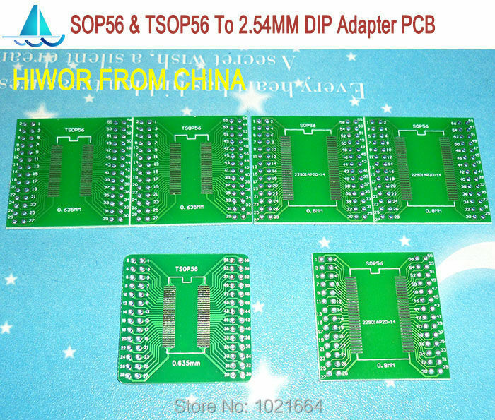 10 Buah/Banyak 0.8 Mm SOP56 Pin & 0.635 MM TSOP56 Pin untuk 2.54 Mm DIP56 SMD Adaptor untuk DIP PCB Pinboard SMD Converter