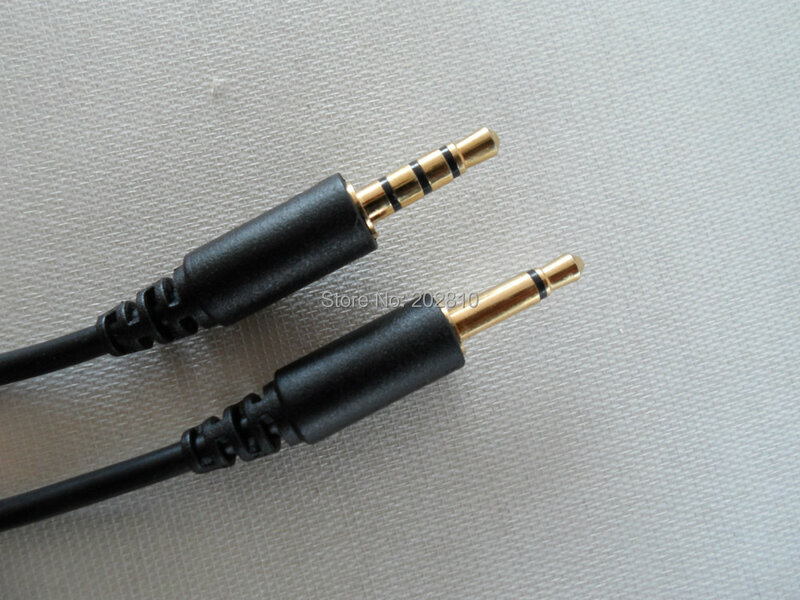 Navidadfnaf 1 buah Lot 1.5meter kabel Audio hitam tembaga kabel Audio DC3.5MM 4 koneksi ke DC3.5MM 2 koneksi kabel Video hitam