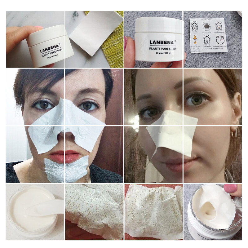 LANBENA-eliminador de espinillas de la nariz, banda para poros, mascarilla Facial exfoliante negra, tratamiento para el acné, limpieza Facial profunda negra, cuidado de la piel