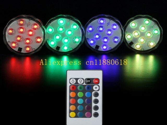 300 pz/lotto spedizione gratuita telecomando 16 colori sommergibile luce a LED 10 vasi a LED luce di base per la celebrazione della festa nuziale