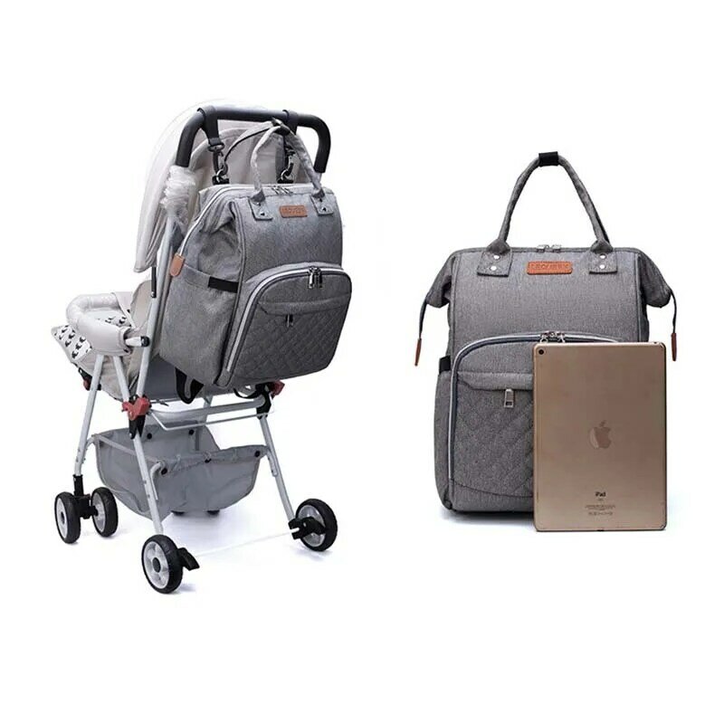 Lequeen-mochila de viaje para lactancia, bolsa de pañales portátil múltiple para cochecito de bebé