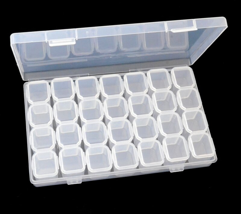 Caja de almacenamiento de plástico ajustable, 28 ranuras, para joyería, bordado de diamantes, herramienta de almacenamiento de pastillas