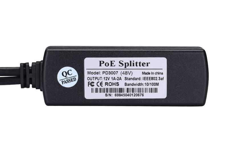 IEEE802.3afมาตรฐาน 10/100Mbps Power Over Ethernet Splitter 12V 48V PoE Splitter AdapterสำหรับPOE IPกล้อง