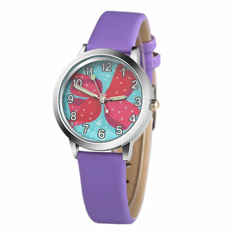 Zupełnie nowy zegarek dla dzieci Cartoon różowy motyl prezent dla dzieci zegarek kwarcowy galaretki skóra chłopiec dziewczyna zegar sportowy Relogio Feminino