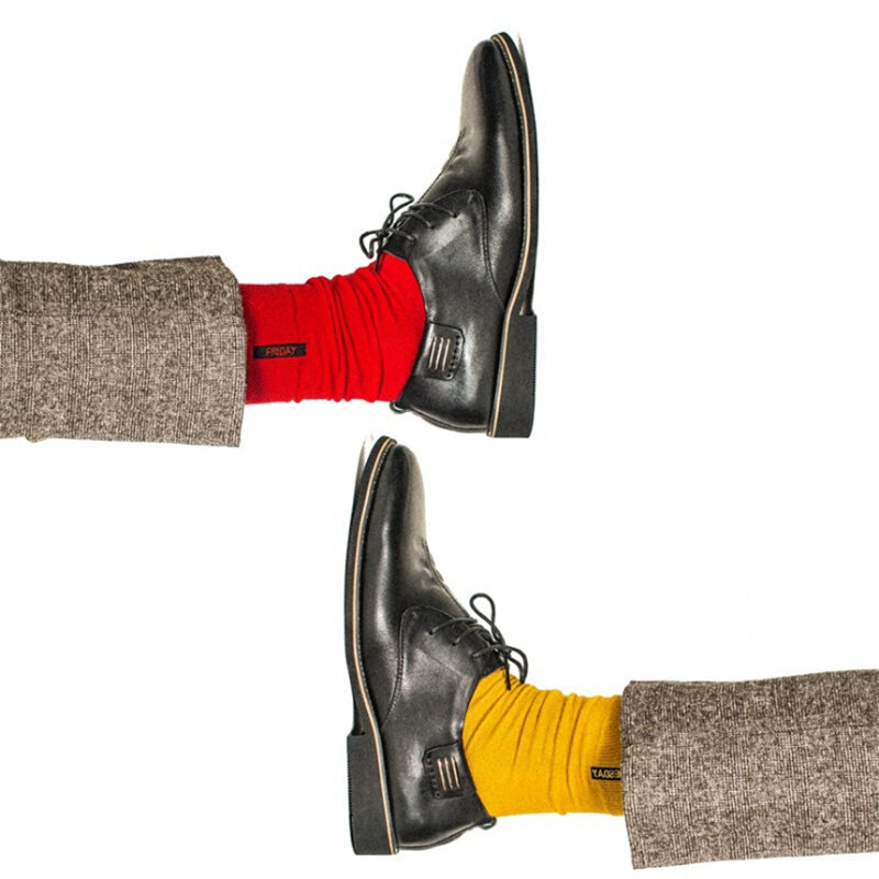 Moda socmark meia estampada masculina, meias de algodão penteado, cor sólida, meias masculinas de estilo britânico, multicoloridas, para semana