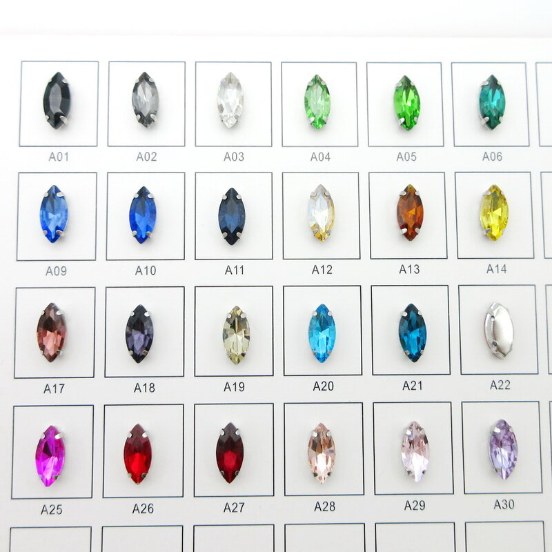 Colorful glass Crystal Silver claw 8 sizes nice colors horse eye Navette Marquise shape Sew on rhinestones garment bags diy trim