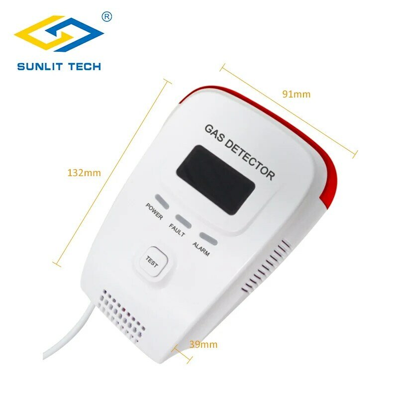 Gás natural LPG Leak Sensor Gás Alarme, Voice Prompt com válvula solenóide DN15, Desligamento automático, Smart Home Security Protection