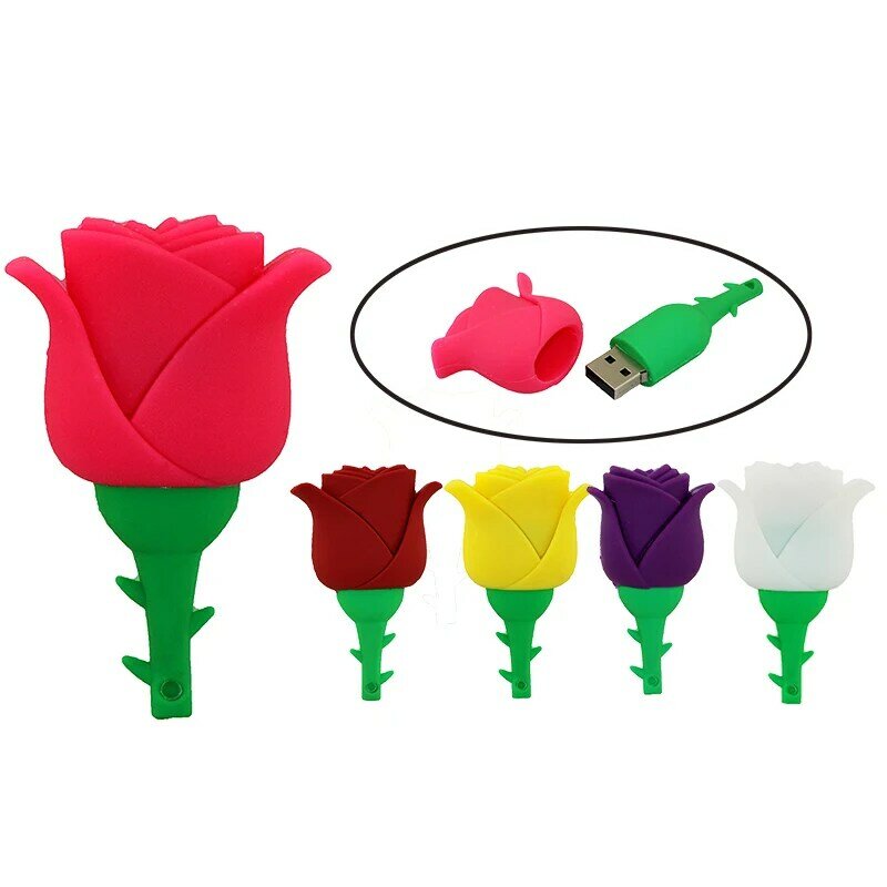 Usb флеш-накопитель розы красивый, из искусственных цветов 4G флэш-накопитель 64G 32G 16G любовный подарок роза ручка дисковая карта памяти 8 Гб U диск
