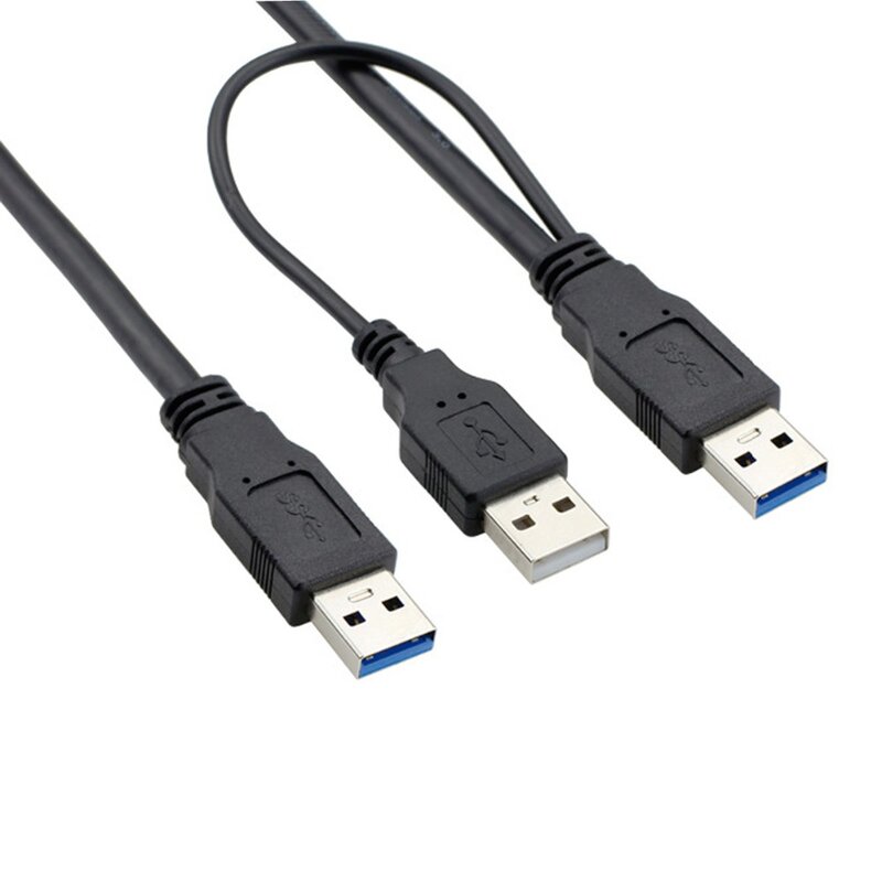 Kabel Daya Y USB 3.0, kecepatan Super dua A Male ke USB Male untuk Hard Disk eksternal 60CM