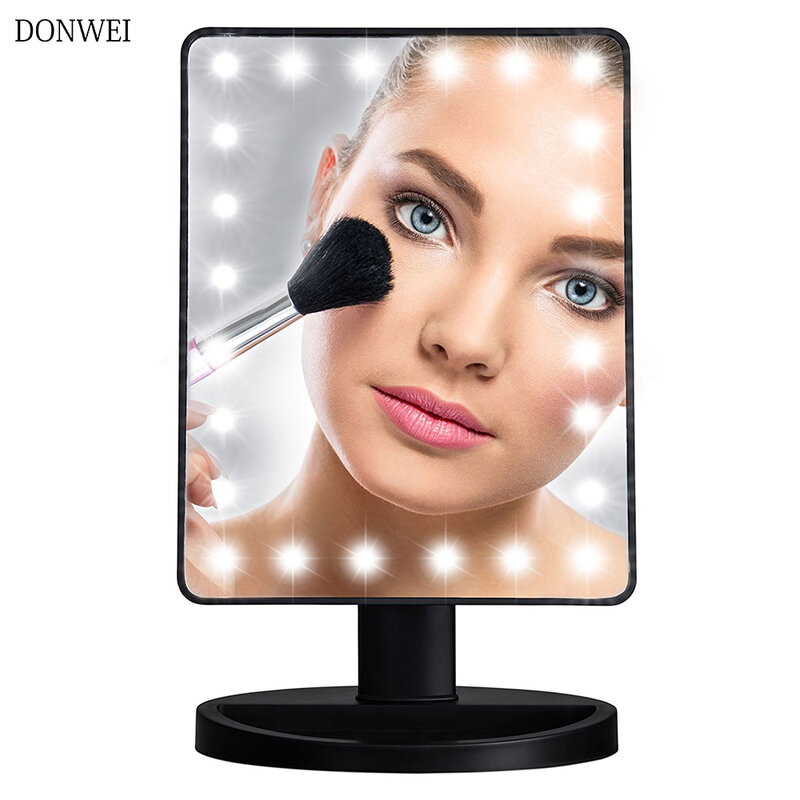 Светодиодный зеркало для макияжа с сенсорным экраном, профессиональное косметическое зеркало с 24 светодиодными лампами, регулируемое свет...