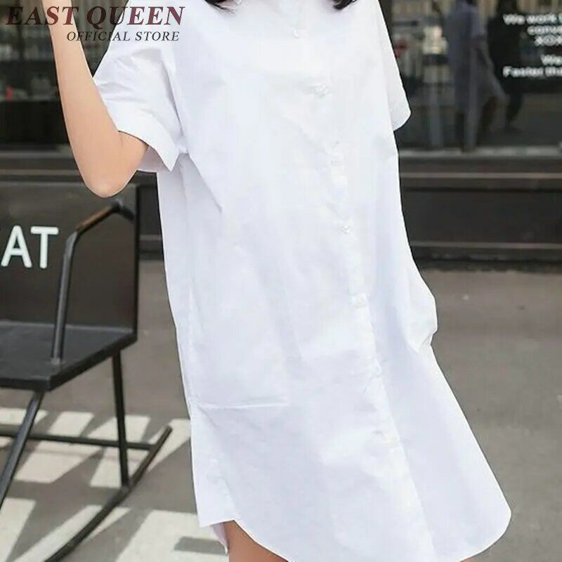 New arrival 2018 summer women blouse three quarter sleeve white shirt female button front casual streetwear S-3XL NN0337 HQ