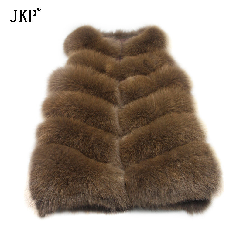 Зима 100% натуральный мех лисы жилет Жилетка из натурального меха Для женщин пальто с мехом, куртки