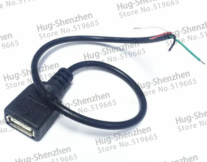 Hoge kwaliteit USB vrouwelijke socket data adapter plug jcak Kabel, 4Pin Kabel, solderen, DIY, 30 CM 100 stks/partij
