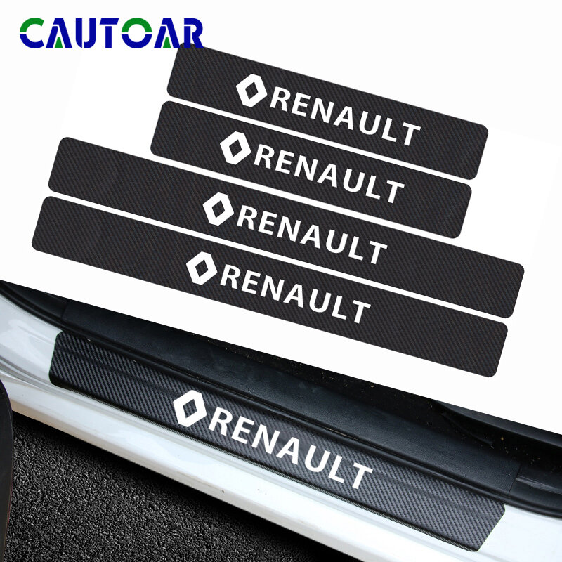 Auto styling 4 stuks Carbon Fiber Autodeur Scuff Plaat sticker Decal voor Renault duster megane 2 logan renault clio accessoires