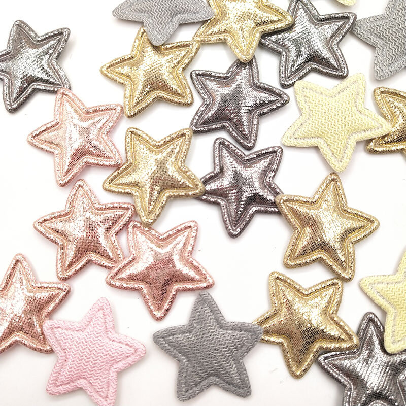 100pcs 2.5cm brilhante paillette estrela acolchoado patches apliques para roupas de costura suprimentos diy arco de cabelo decoração