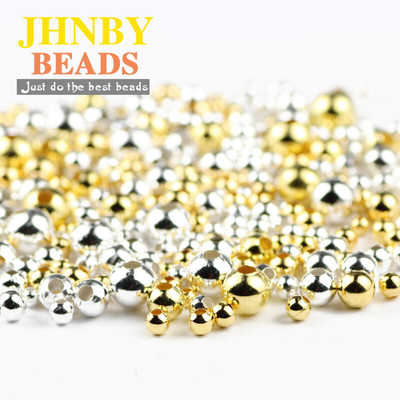 JHNBY perline in metallo placcato oro 2/3/4/5/6/8MM distanziatore rotondo in ferro perline allentate per gioielli bracciali collana che fanno accessori fai da te