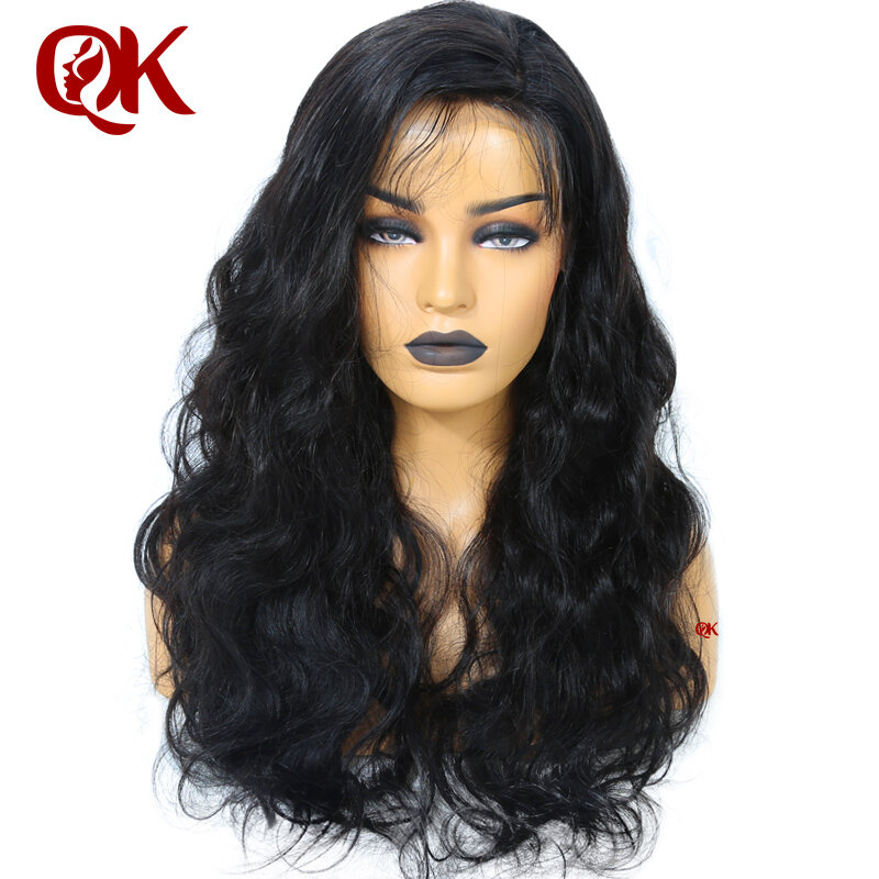 QueenKing Hair Invisiable Transparent 13x6 Super Fine HD Lace Frontal Wigs Brazilian Body Wave Black Lace Front Human Hair Wigs