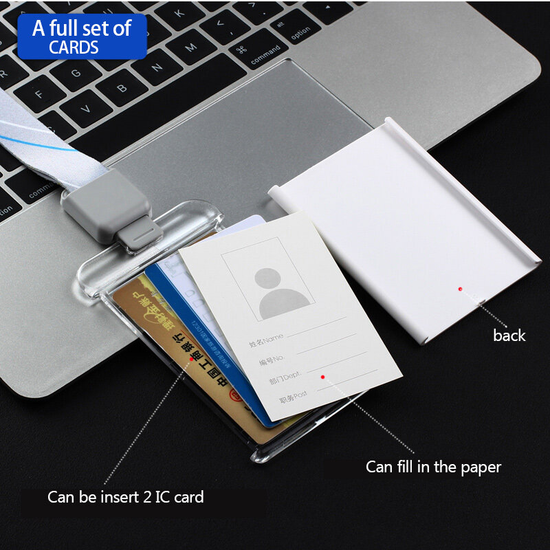 DEZHI-패션 스타일 아크릴 투명 ID IC 카드 케이스, 끈 포함 작업 카드 최저 가격, 사용자 정의 로고, OEM
