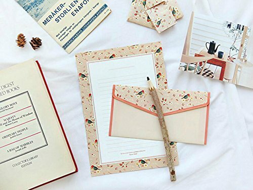 9pcs/lot Lovely Writing Stationery Paper with envelopes for invitation letter paper Envelope Seal Sticker School Office Supplies