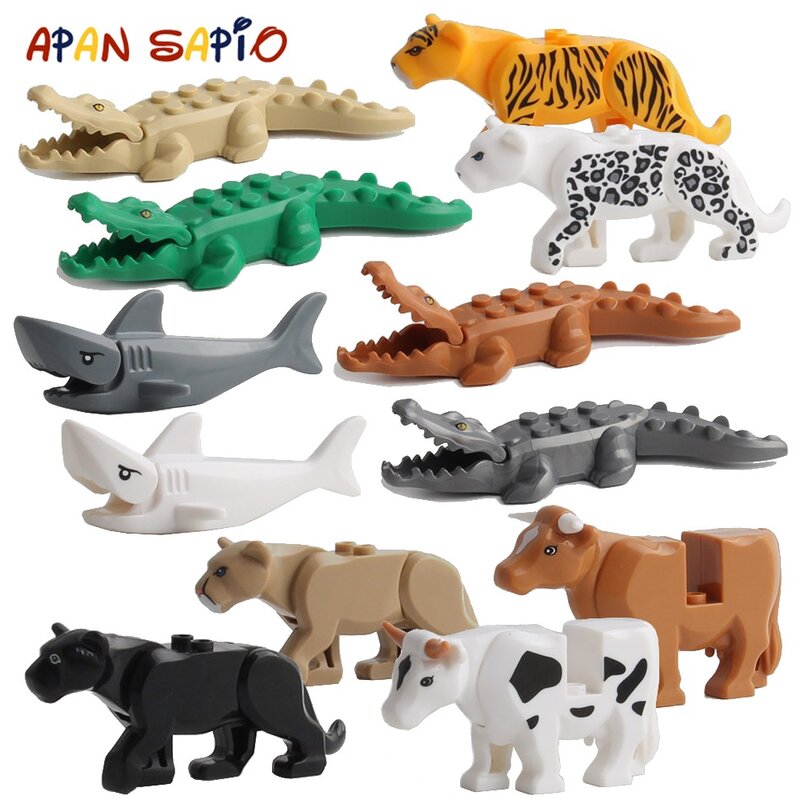Décennie s de construction d'animaux pour enfants, modèle crocodile, léopard, jeux de figurines, jouets en brique pour enfants