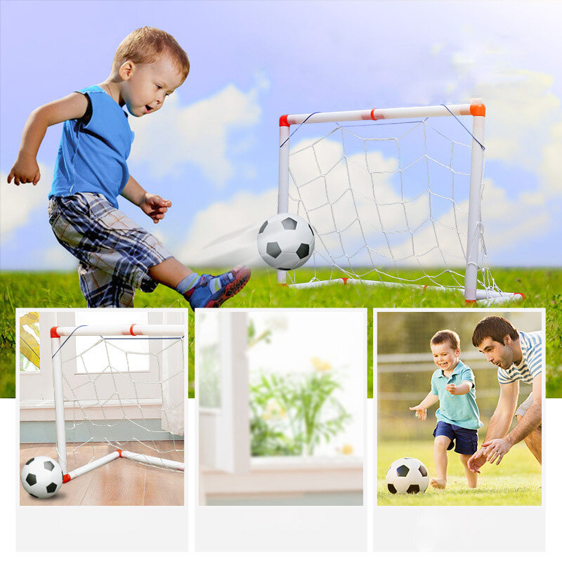 Set Pintu Gawang Sepakbola Anak-anak Lipat Portabel Mainan Olahraga Luar Ruangan Gerbang Sepakbola Mainan Set Pintu Sepak Bola Anak-anak untuk Anak-anak