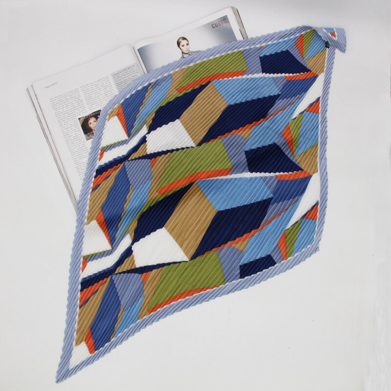 Nova impressão geométrica plissado moda feminina lenço lenço xales enrugamento cachecóis lenço novo foulard bandana ll190410