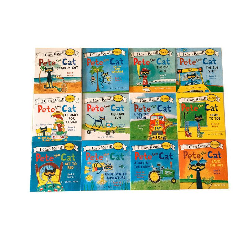 12 Stks/set Ik Kan Lezen Pete De Kat Engels Prentenboeken Kinderen Verhaal Boek Vroeg Educaction Pocket Reading Boek 13X13 Cm