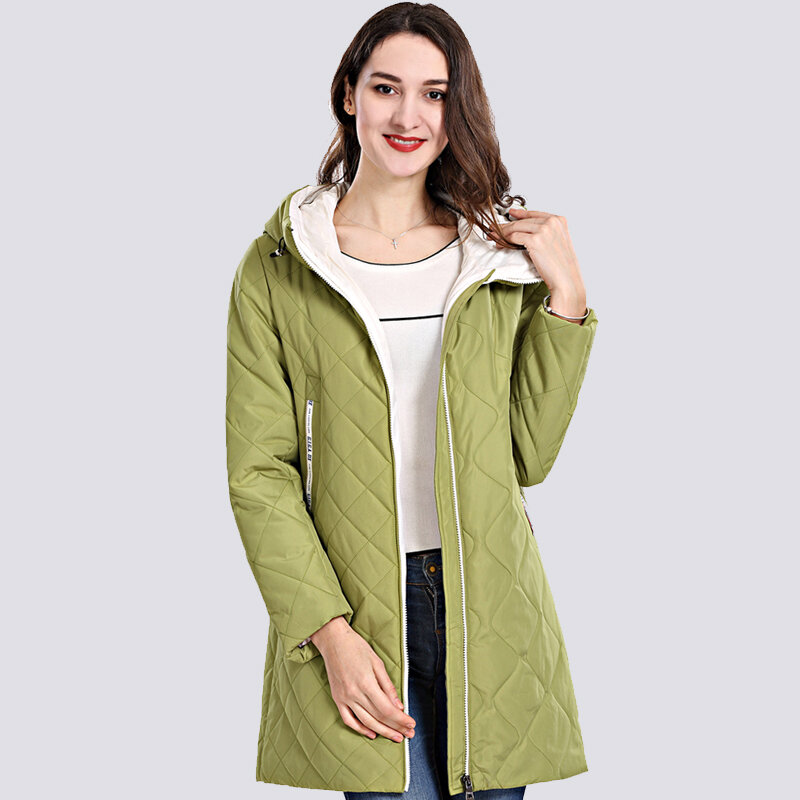 2019 Spring Autum Women's Parka Coat Thin Women Jackets Long Plus Size Hooded High Quality Warm Cotton Coats  New  Outwear