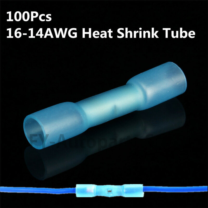 100X Heat Shrink Tube Tabung Butt Kawat Crimp Kabel Konektor Lengan Sleeing Kit