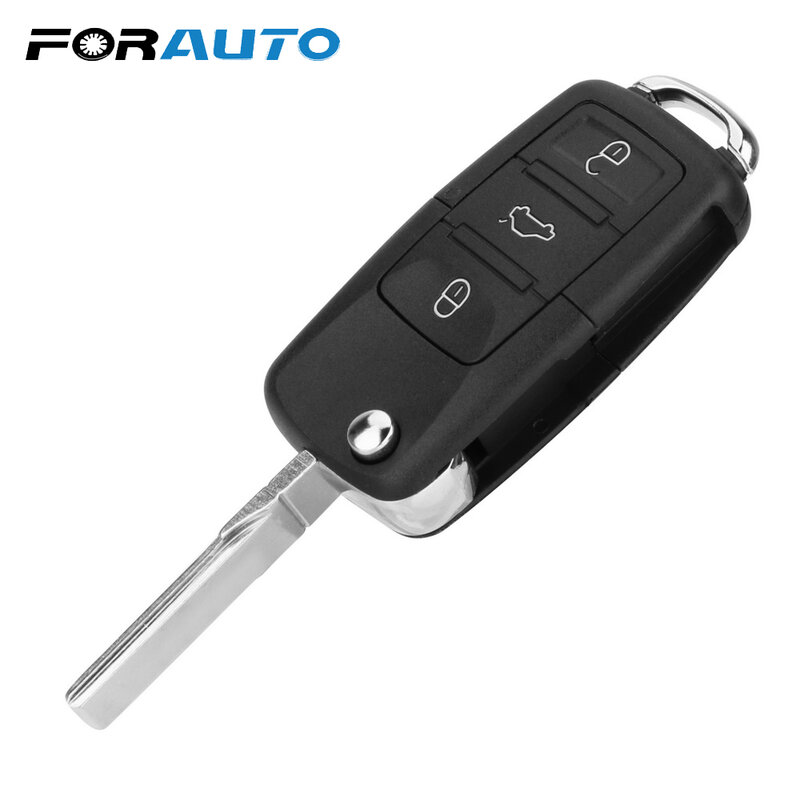 FORAUTO-Coque de clé de voiture pliable à distance, étui à 3 boutons pour WV, Golf, Touran, Tiguan, B5, remplacement, style de voiture