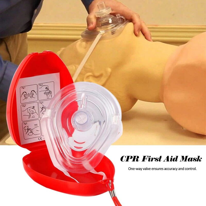 Máscara CPR profesional de primeros auxilios, máscara de respiración CPR, protección de rescate, respiración Artificial reutilizable con válvula unidireccional, herramientas