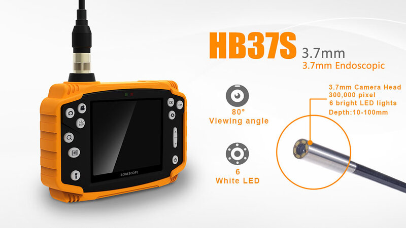 SmartFly-endoscopio HB37S para inspección de vehículos, pantalla LCD de 3,7 pulgadas, 3,5mm, 1 metro, DVR