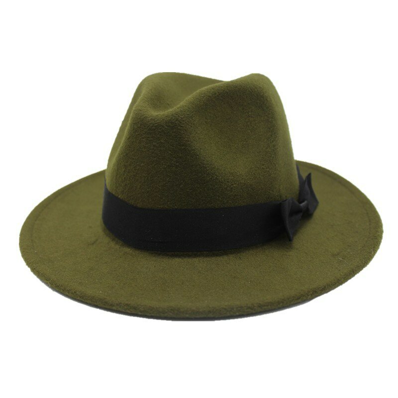 OZyc-Sombrero de fieltro de lana para hombre y mujer, sombrero de ala ancha, Estilo Vintage, Jazz, Unisex, color negro, Trilby, novedad de primavera, 2018