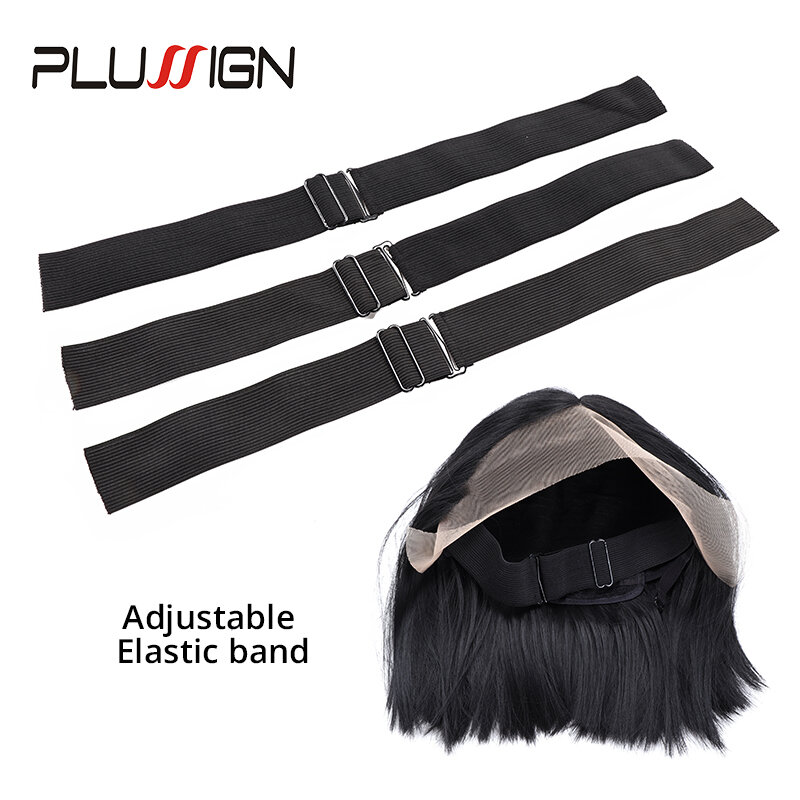 Kit de peluca de costura negra fija antideslizante, banda elástica ajustable, 25mm, 35mm de ancho, suministro plussign, accesorios para pelucas