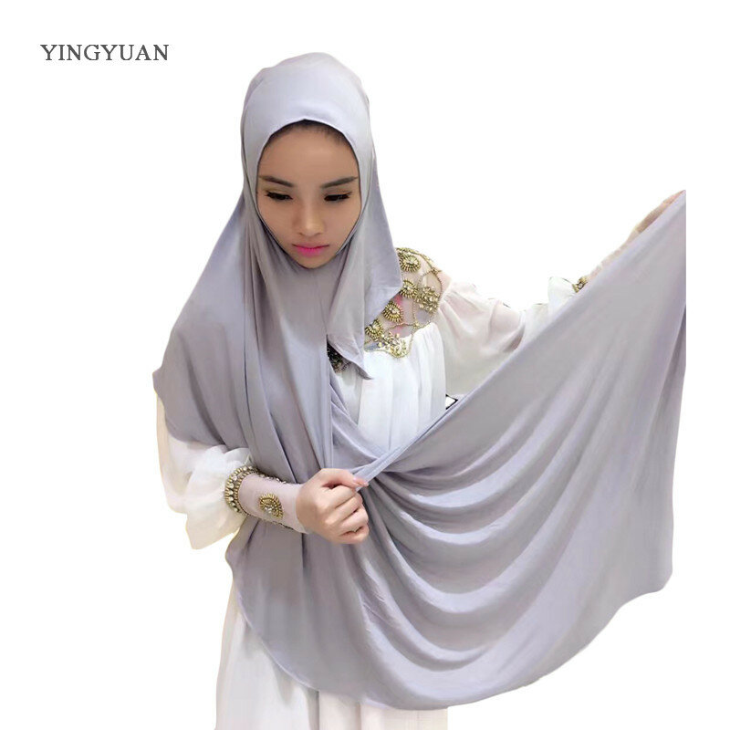 Хлопковые женские хиджабы 180*70 см, женская простая однотонная длинная шаль, головной платок, Женский Повседневный хиджаб, простой мусульманский модный головной платок