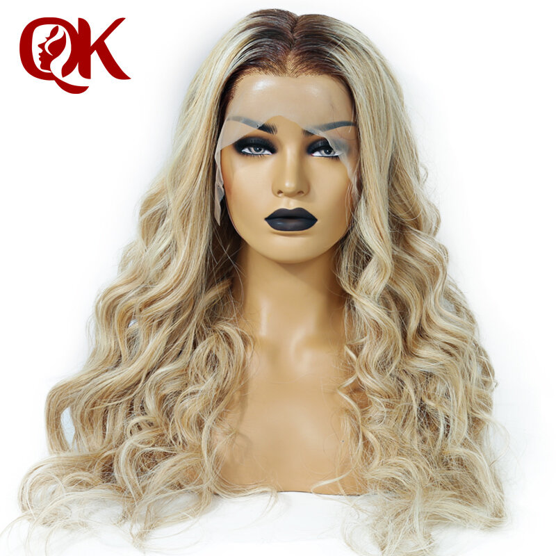 QueenKing hair Front Lace 180% Density Lemi Balayage Ombre Color Wig T4/27/613 Brazilian Remy hair Honey Blonde LemyBeauty