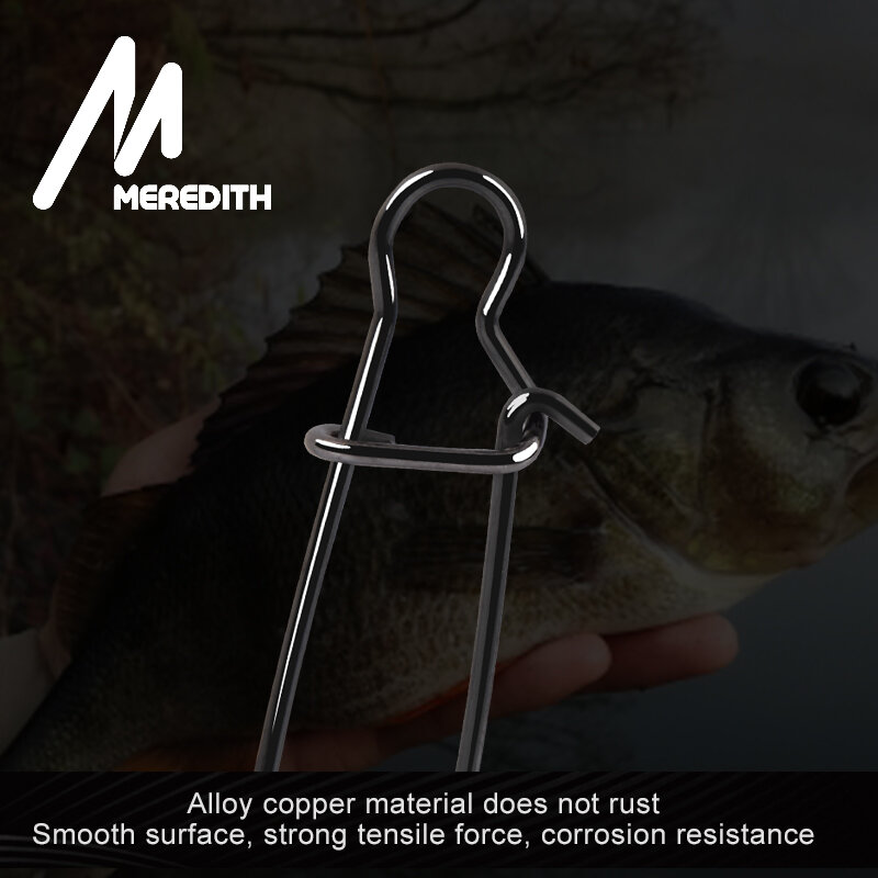Meredith 50pcs conector de pesca de aço inoxidável bloqueio rápido clipe snap swivel anéis sólidos snaps de segurança gancho de pesca ferramenta snap