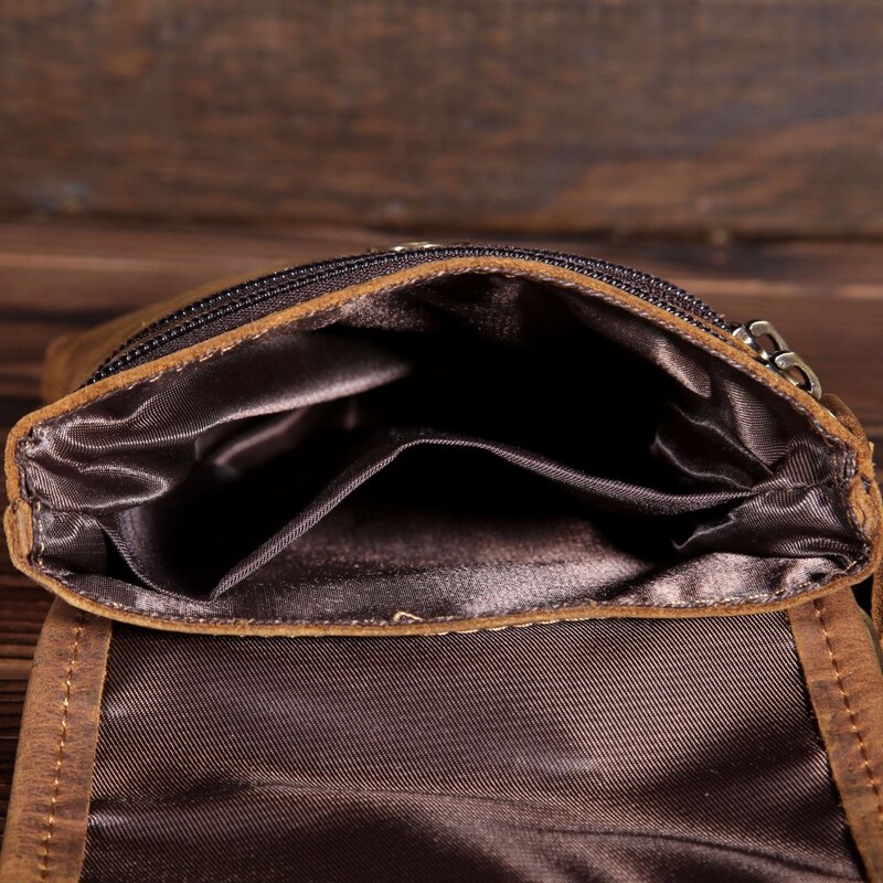 Men's Vintage Genuine Crazy Horse Leather Waist Bag With Shoudler Crossbody Belt Hip Bum Loops Pack Phone Purse Pocket B2093