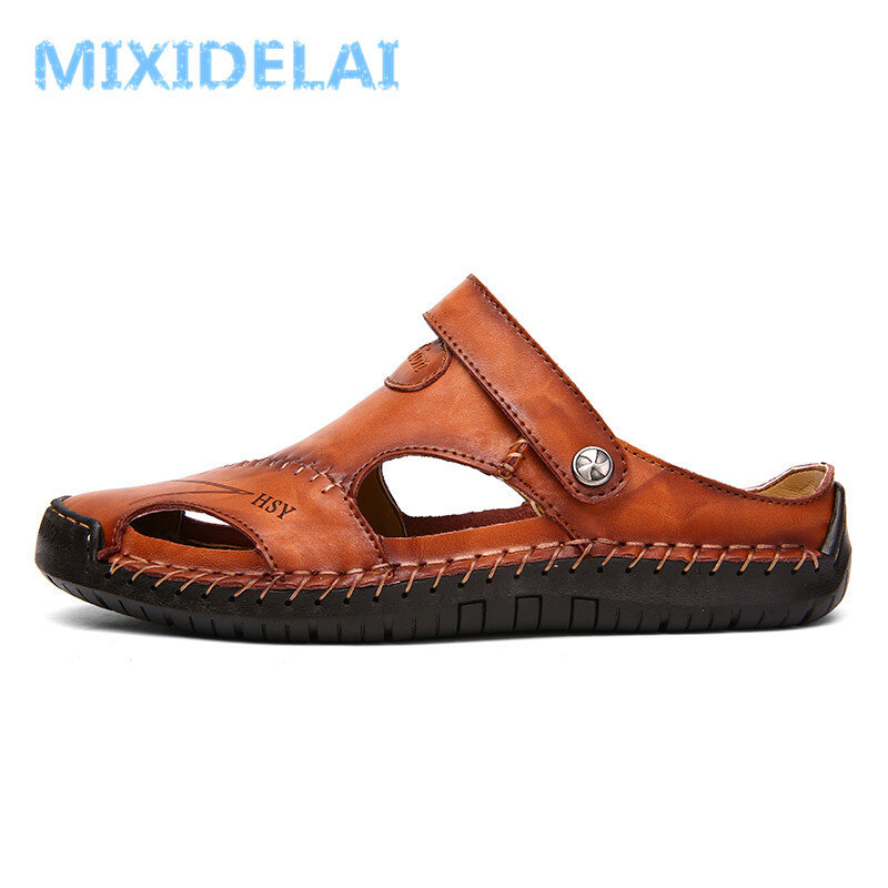 Sandalias romanas clásicas de cuero para hombre, zapatillas de exterior, chanclas de goma para playa, senderismo, agua, verano, 2023