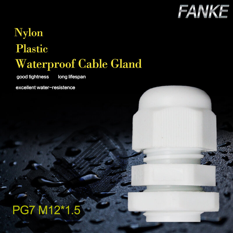 1 peça pg7 impermeável náilon plástico cabo conector da glândula para 3-6.5mm cabo branco cor ip68 fábrica atacado mangas de cabo