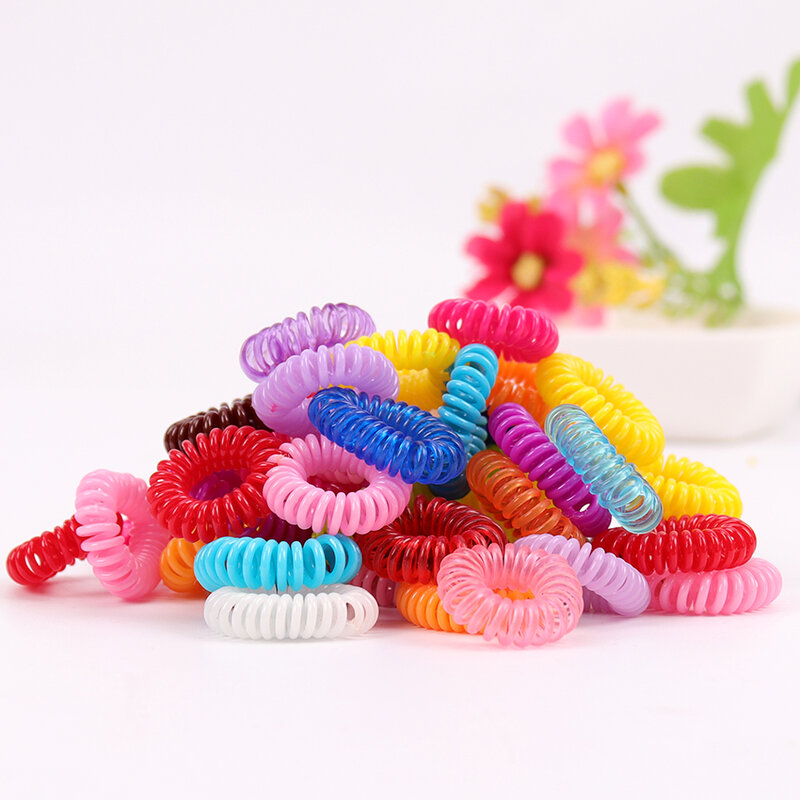 Anillo de pelo de línea telefónica de color caramelo, banda de goma de primavera, banda para el cabello, herramienta de amarre de trenzas, accesorios para el cabello de peinado, 10 piezas