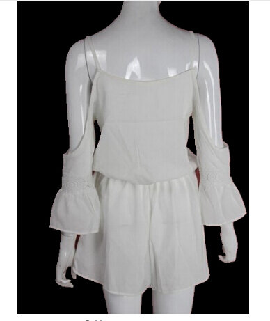 Free pp  Femme Summer Loose White Short Jumpsuit Deep V-neck Spaghetti Off Shoulder Playsuit Rompers Womens Jumpsuit