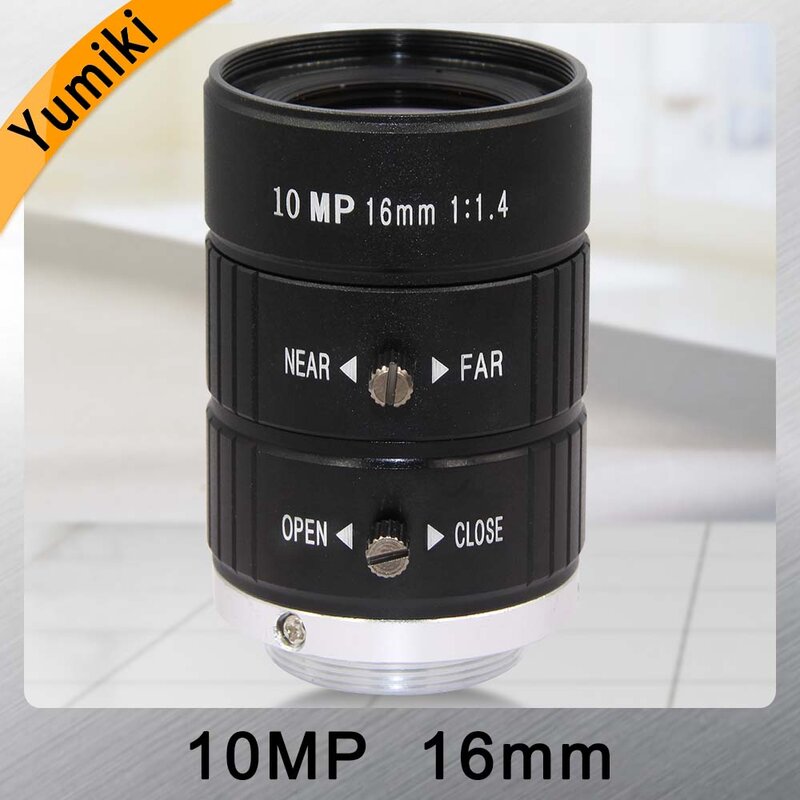Yumiki-lente de câmera para cctv, hd 10mp, 16mm, abertura f1.4, câmera cctv ou microscópio industrial, monitoramento de estrada