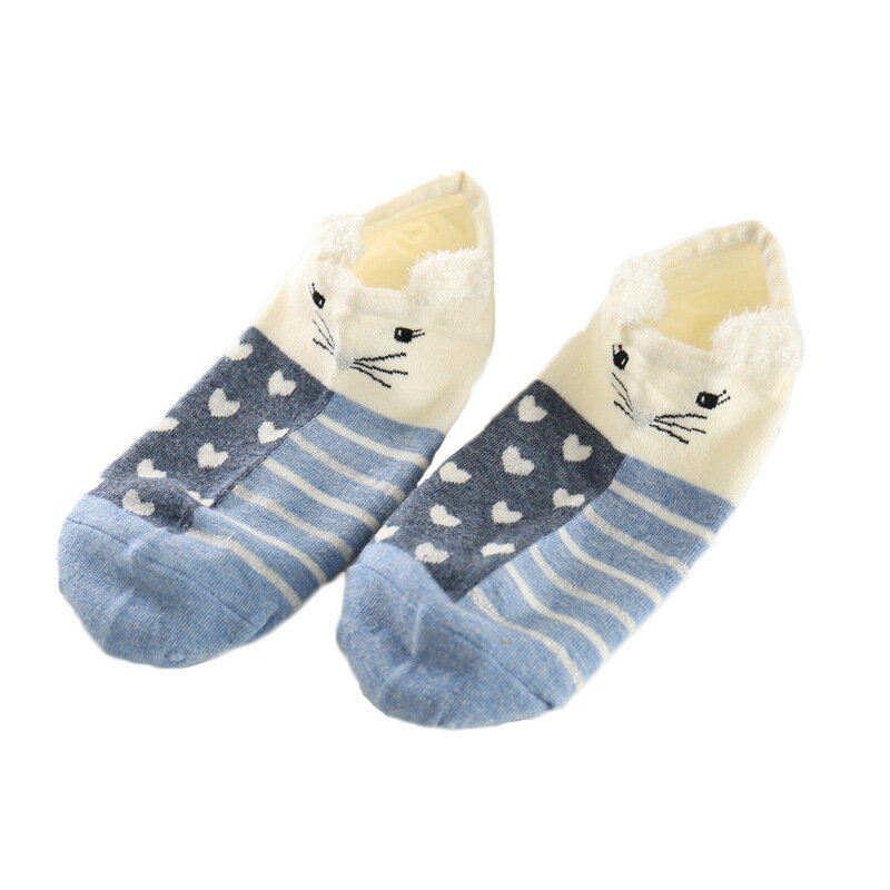Neue Frühjahr Und Sommer Damen Baumwolle Boot Socken Rosa Nette Katze Socken Casual Tier Plüsch Frauen Socken
