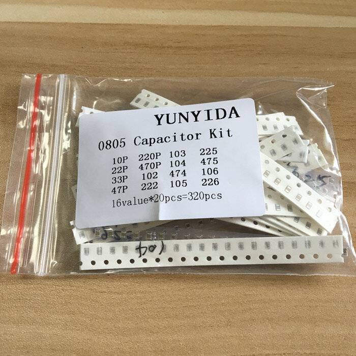 Kit surtido de condensadores SMD 0805, 16 valores x 20 piezas = 3 20 piezas, kit de muestras 10PF-22UF, Envío Gratis