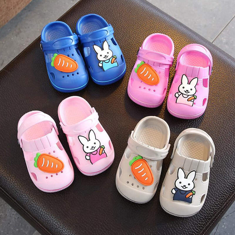 Женские детские мюли и сабо, летние сандалии для маленьких мальчиков и девочек, туфли на плоской подошве с кроликом и репой, детская садовая обувь Y17