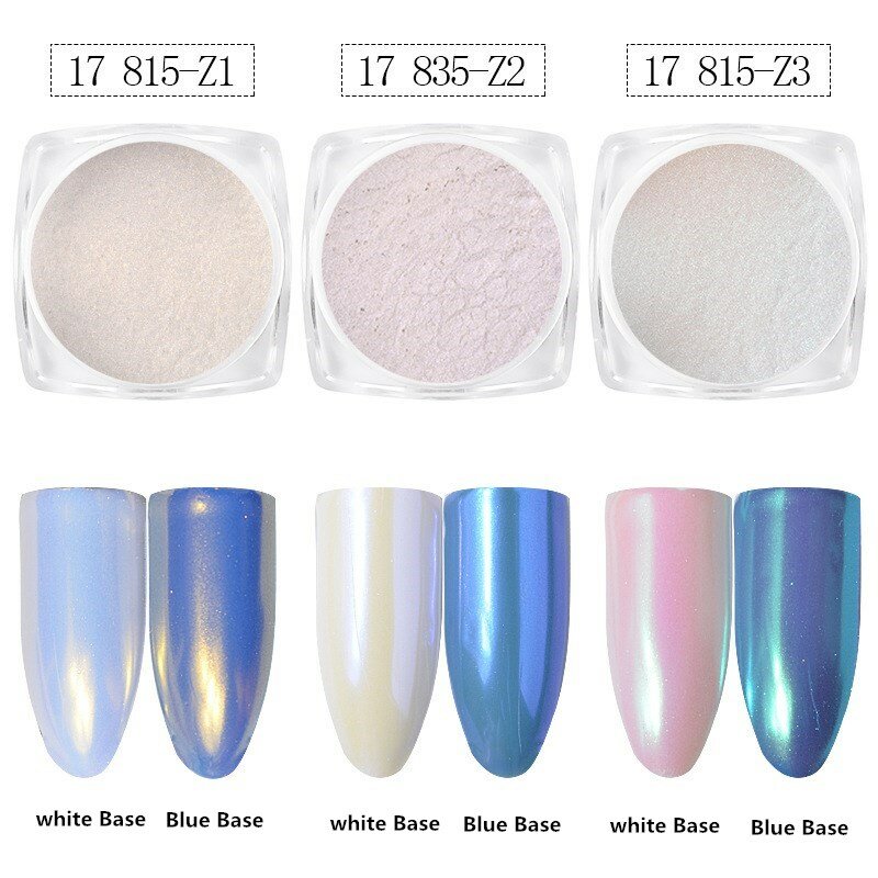 1 Box Magie Spiegel Weiß Shell Perle Pigment Nail art Glitter Chrom Pulver Staub Polieren Für Nägel DIY Design